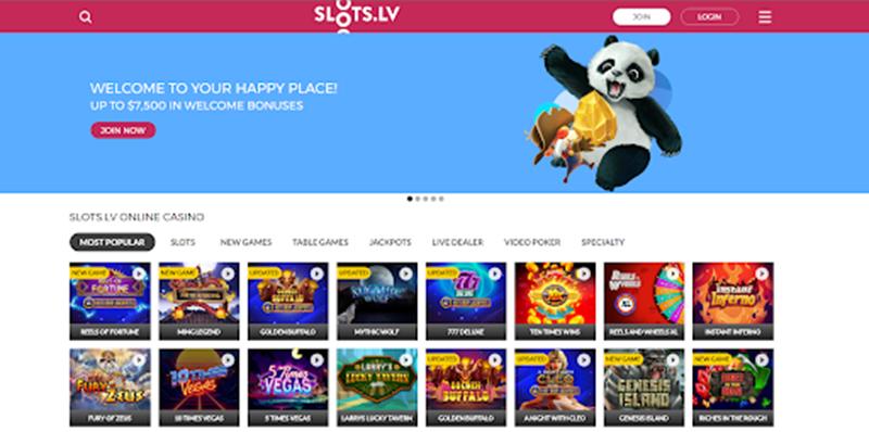 a picture of Slots.Iv welcome page